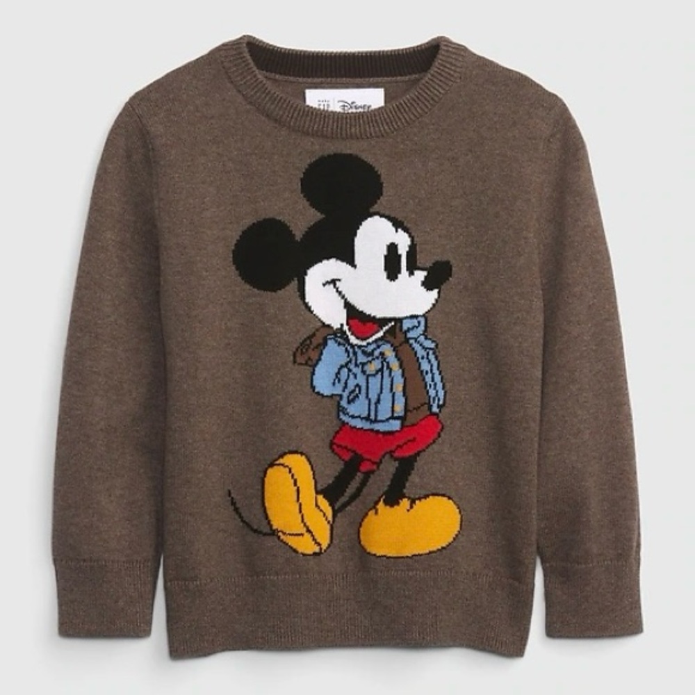 Gap × Disney Collab 2Y 2T Classic Mickey Mouse in Denim Jacket Knit Sweater NWOT